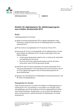 Direktiv för åtgärdsplaner för utbildningsprogram som - internt