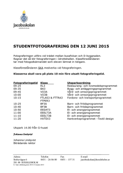 STUDENTFOTOGRAFERING DEN 12 JUNI 2015