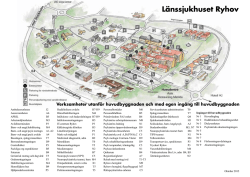 Illustrerad karta över sjukhusområdet, med verksamheter utanför