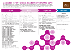 Calender for UF Skåne, academic year 2015-2016