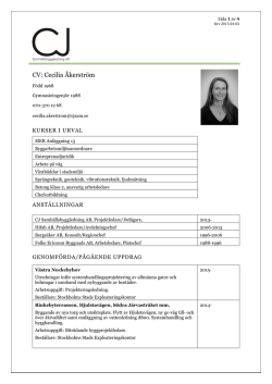 CV: Cecilia Åkerström - CJ Samhällsbyggledning AB