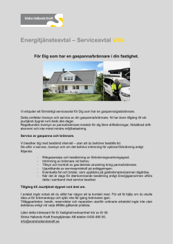 Energitjänsteavtal – Serviceavtal Villa