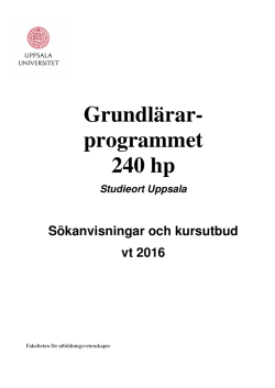 Grundlärarprogram 240 hp, studieort Uppsala
