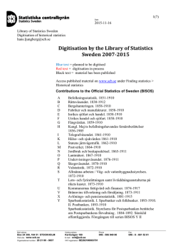 Digitisation by the Library of Statistics Sweden 2007-2015