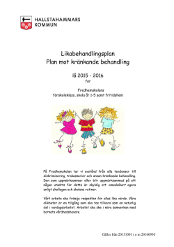 Likabehandlingsplan Fredhemskolan lå 2015-2016