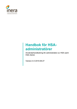 Handbok för HSA- administratörer