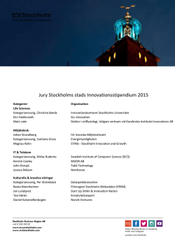 Jury Stockholms stads Innovationsstipendium 2015