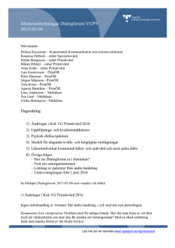 Minnesanteckningar Dialogforum VGPV 2015-05-06