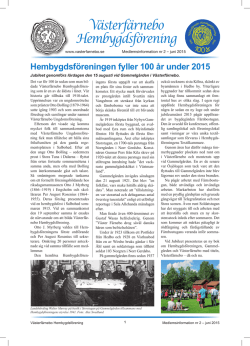 nr 2 – juni 2015 - Västerfärnebo Hembygdsförening