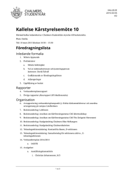 Kallelse Kårstyrelsemöte 10 20142015