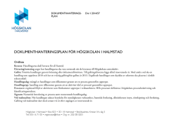 Dokumenthanteringsplan för Högskolan i Halmstad 20141215