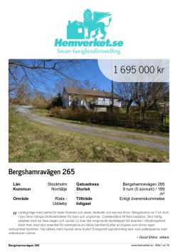 Page 1 " Bergshamravägen 265 Län Stockholm Gatuadress