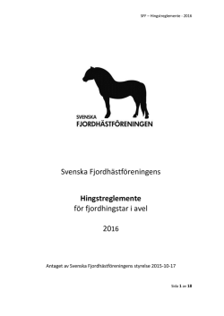 Hingstreglemente 2016 - Svenska Fjordhästföreningen