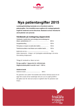 Nya patientavgifter 2015 - Landstinget i Kalmar län
