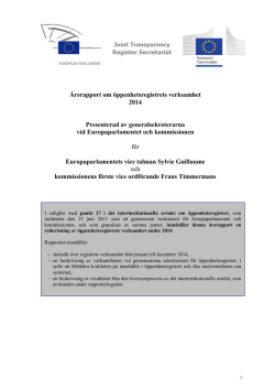 Årsrapport för 2014 om behandlingar som skett inom registret