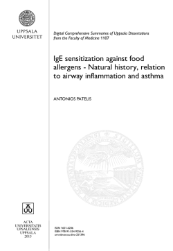 IgE sensitization against food allergens - Natural history