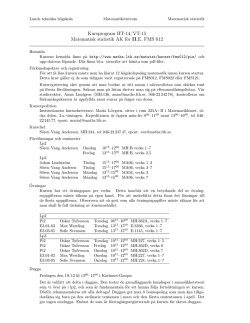 Kursprogram HT-14/VT-15 Matematisk statistik AK för Π,E, FMS 012