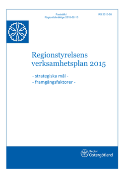 Regionstyrelsens verksamhetsplan 2015