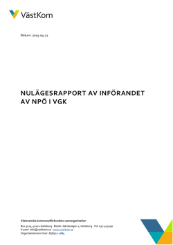 Nulägesrapport NPÖ 20150430
