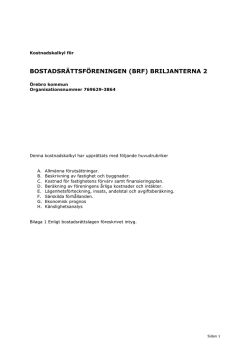 Ekonomisk plan - BRF Briljanterna