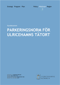 PARKERINGSNORM FÖR ULRICEHAMNS TÄTORT