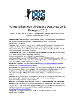 Varmt välkommen till Gotland Dog Show 29 & 30 Augusti 2015