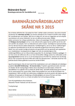 Barnhälsovårdsbladet nr 5 2015 - Vårdgivare Skåne
