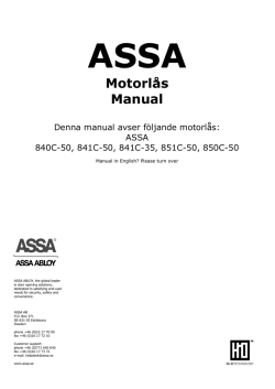 ASSA Motorl&aring;s Manual - Ruko e-shop