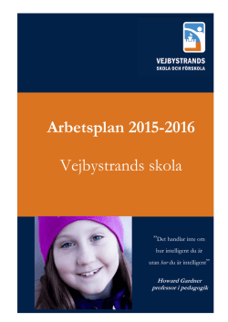 Arbetsplan 2015-2016 - Vejbystrands Skola & Förskola