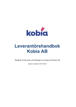 Kobia AB Leverantörshandbok 2015-04-20