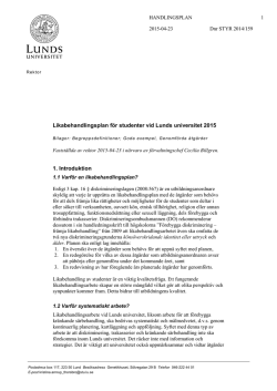 Likabehandlingsplan för studenter vid Lunds universitet 2015 1