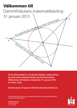 Välkommen till Dammfriskolans matematiktävling 31 januari 2015