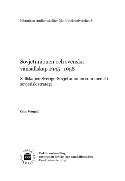 Sovjetunionen och svenska vänsällskap 1945–1958