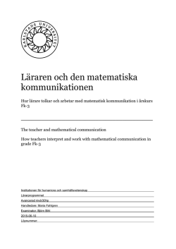Läraren och den matematiska kommunikationen