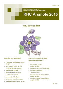 RHC Årsmöte 2015 - Riksföreningen Hepatit C