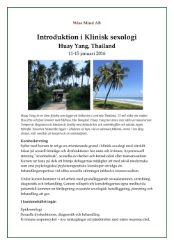 Introduktion i Klinisk sexologi Huay Yang, Thailand