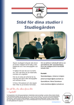 Infoblad Studiegården 15 - Tannbergsskolan i Lycksele