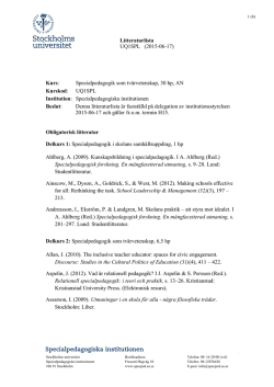 Kurslitteratur:Specialpedagogik som tvärvetenskap,UQ1SPL, H15