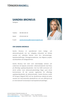 SANDRA BRONEUS - Advokatfirman Törngren Magnell