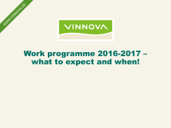 Work programme 2016-2017 – what to expect and when!
