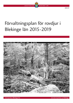 Förvaltningsplan för rovdjur i Blekinge län 2015