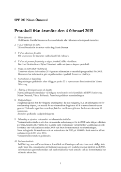 SPF 907 Näset-Önnered Protokoll från årsmöte den 4 februari 2015