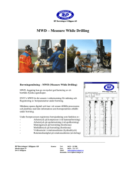 MWD – Measure While Drilling