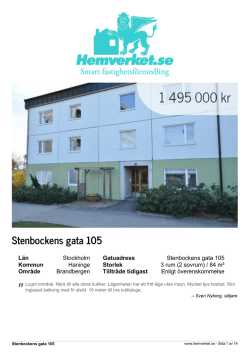 Page 1 " Stenbockens gata 105 Län Stockholm Gatuadress
