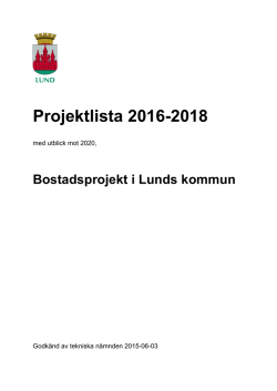 Projektlista 2016-2018, uppdaterad juni 2015
