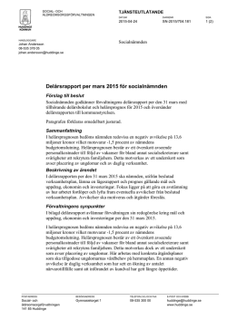 Delårsrapport per 31 mars 2015 för socialnämnden