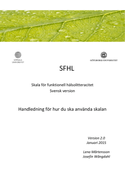 Manual SFHL skala version 2.0 Jan 2015