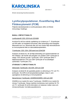Lymfocytpopulationer, Kvantifiering Med Flödescytometri (FCM)