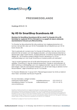 PRESSMEDDELANDE Ny VD för SmartShop Scandinavia AB