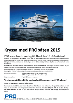Kryssa med PRObåten 2015
